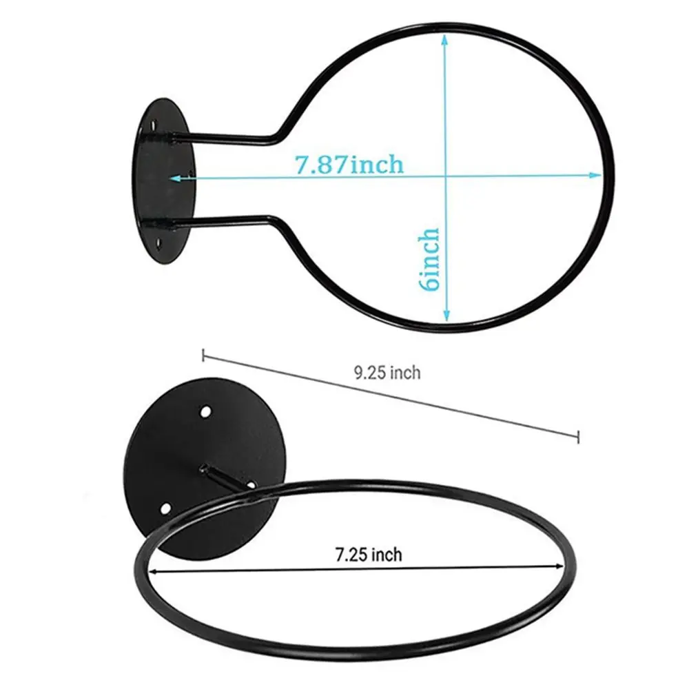 Wall Mounted Ball Display Shelf Multi-purpose Black Basketball Storage Rack Space Saving Durable Basketball Iron Frame