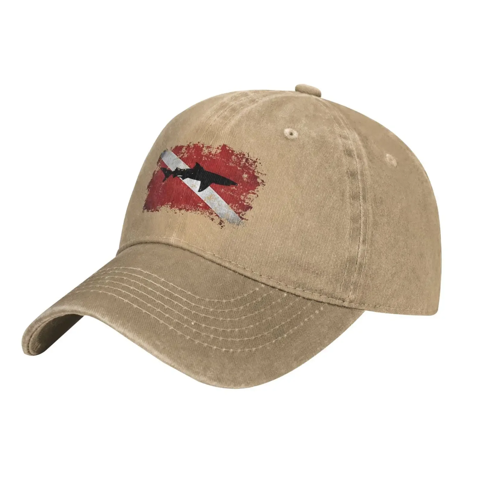 Vintage Shark Scuba Dive Flag Retro Sports Denim Cap Adjustable Snapback Casquettes Unisex Plain Baseball Cowboy Hat