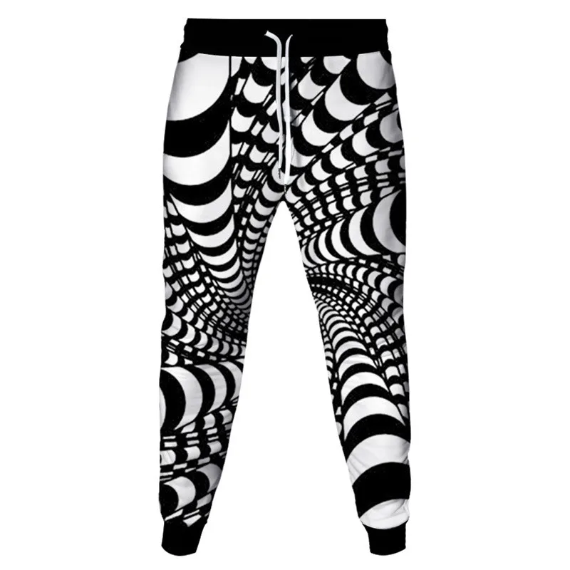 Black White Colorful Vortex Lattice Stripe Print Men Sweatpant Women Outdoor Casual Clothing Pant Party Wear Trousers Size S-6XL