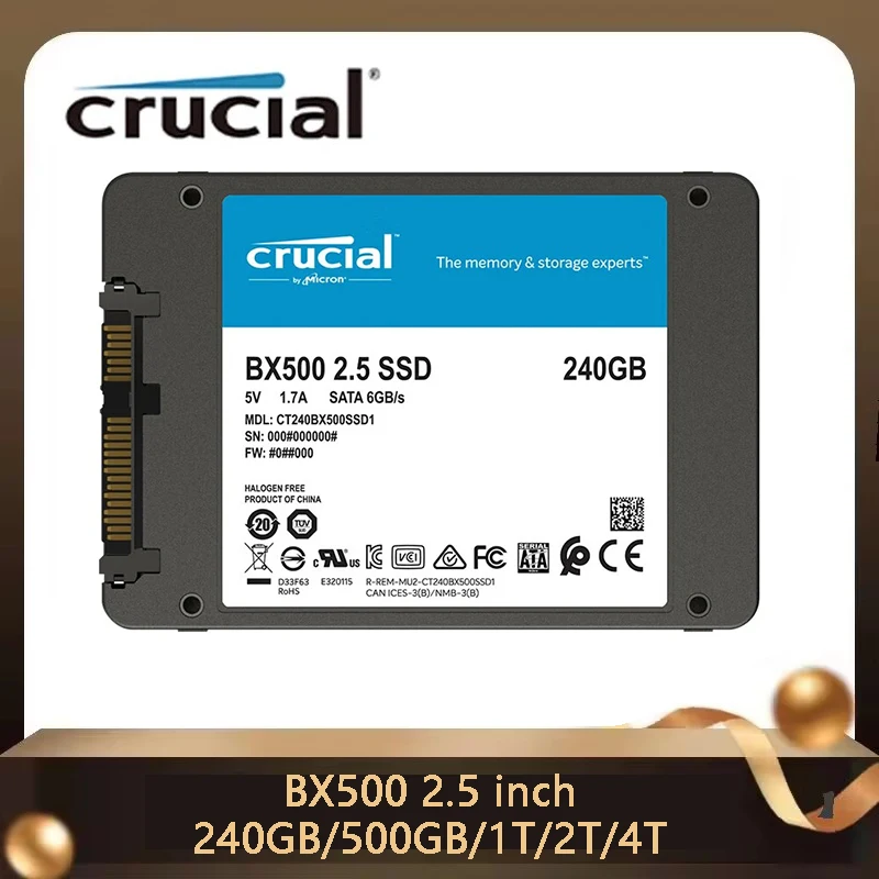  محرك أقراص الحالة الصلبة Crucial BX500 2.5 بوصة 240G 500GB 1T 2T 4T SATA3.0 واجهة سرعة القراءة 540 ميجابايت/ثانية محرك الأقراص الصلبة لسطح المكتب #1