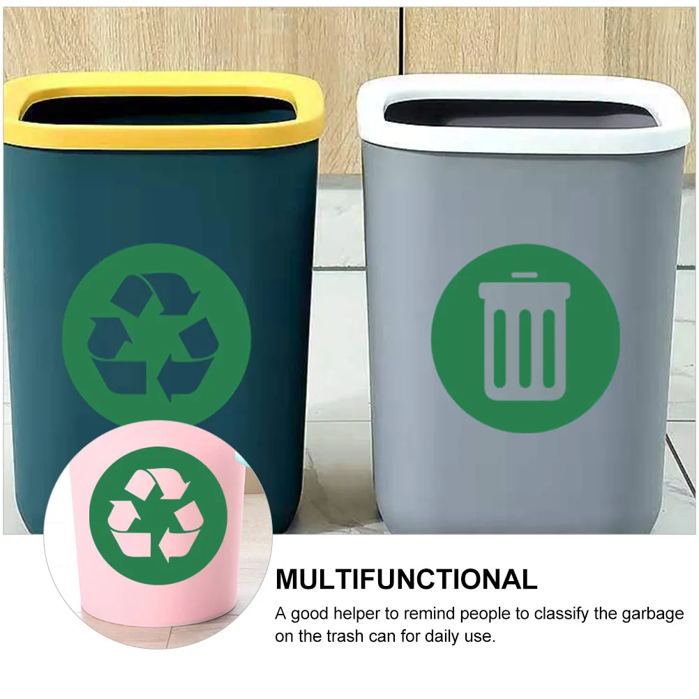 2 Pcs Label Trash Can Stickers Circle Recycle Sign Decal Pvc Recycling Waste Container