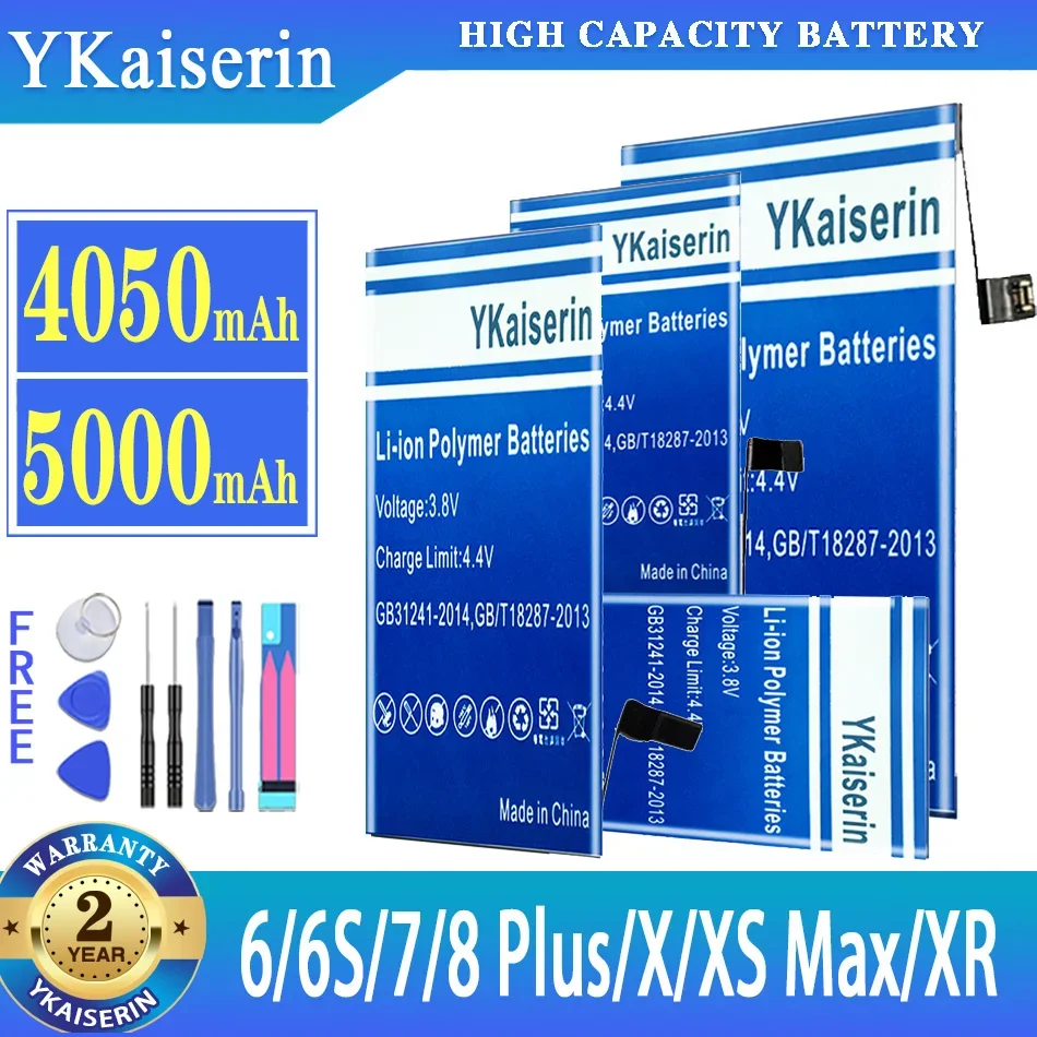 

Аккумулятор YKaiserin для iPhone 6S 7 8 Plus 8Plus 7Plus 6SPlus 6 X XS Max XR, сменный аккумулятор большой емкости + бесплатные инструменты