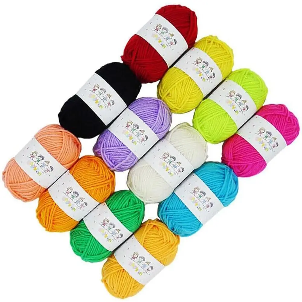 12Pcs Acrylic Yarn Knitting Wool Crochet Yarn, Ideal for Beginners, Kids Crafts, Small Projects