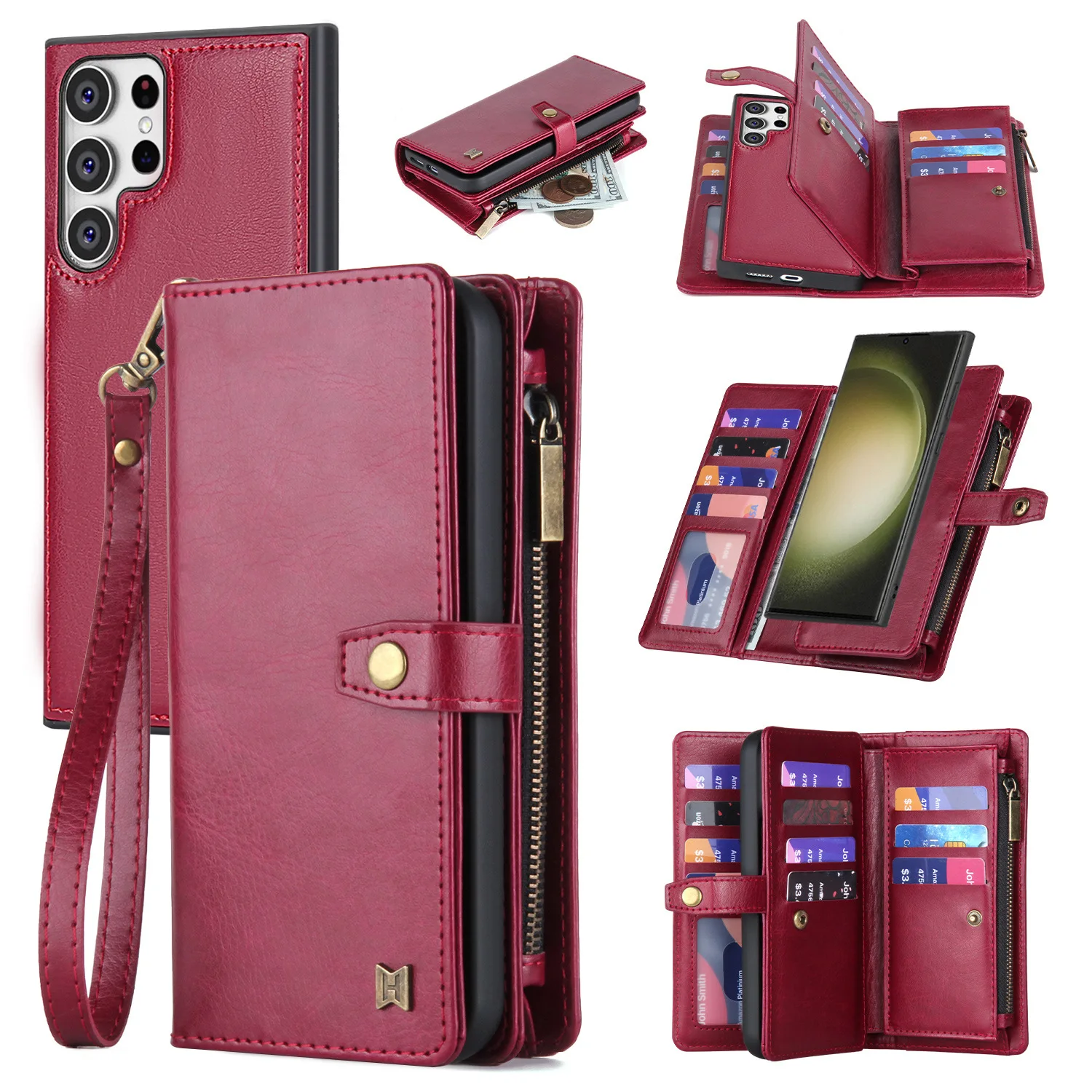 Megshi Wallet Pu Leather Filp Phone Case Cover For Samsung Galaxy S26 S25 S24 S23 S22 S21 S20 Ultra S10 S9 S8 Plus Bag Cases
