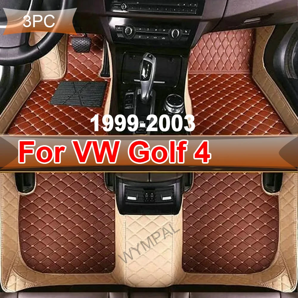 Custom Automotive Car Floor Mats For VW Golf 4 1999 2000 2001 2002 2003 Auto Luxury Leather Men Women Car Mats Full Coverage