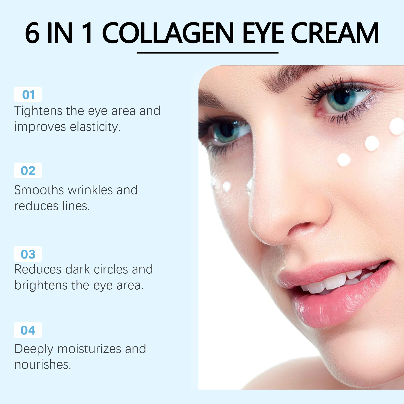 Crème éclaircissante pour les yeux, Anti-poches, estompe les ridules, raffermissant, hydratant, soin sous les yeux, collagène