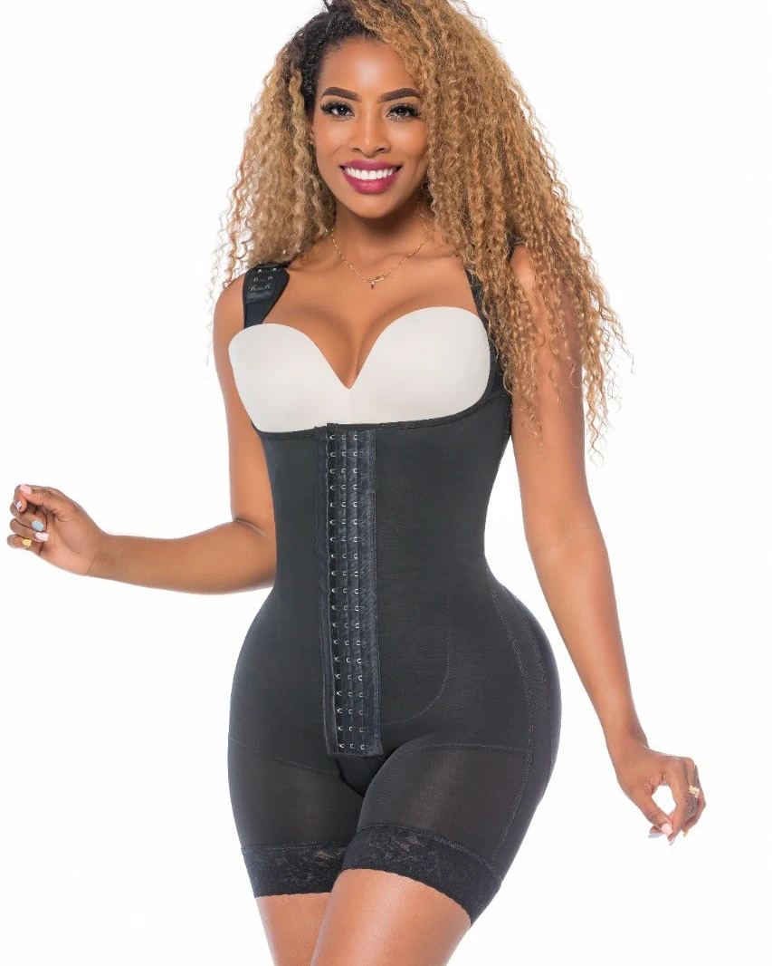 .High Compression Full Body Shapewear With Hook And Eye Front Closure Shaper Adjustable Bra Slimming Bodysuit Fajas Colombianas