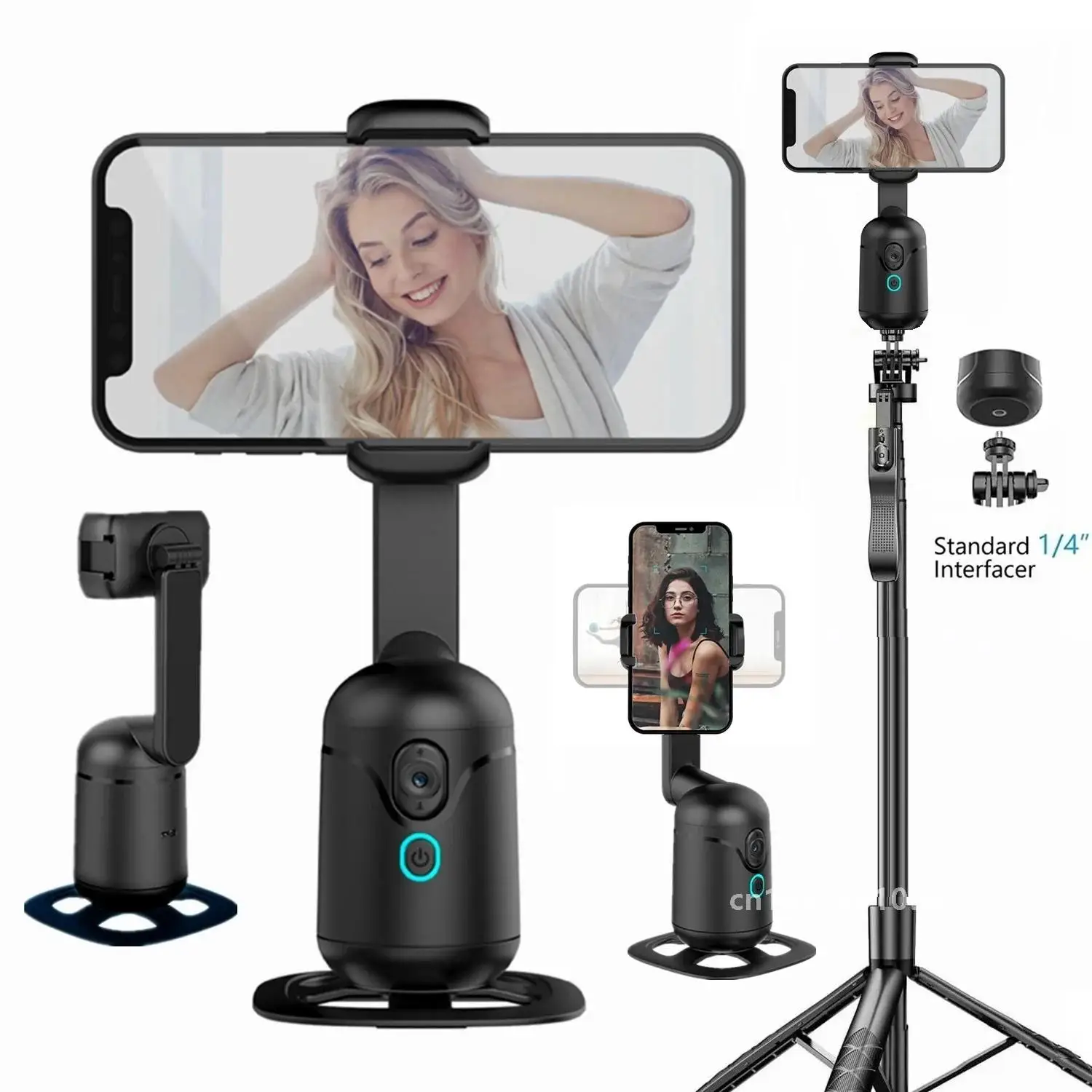 Wireless 360°Rotation Gimbal Stabilizer Selfie Stick Desktop Auto Face Tracking Tripod PTZ For Mobile Tiktok Smartphone iPhone