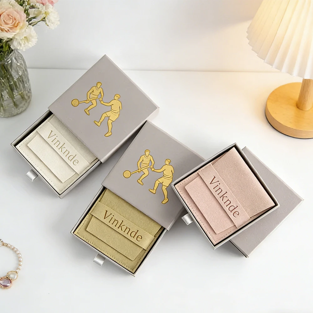 

Подарочные коробки с выдвижным ящиком для украшений с индивидуальным логотипом, бумажные коробки, мешочки из микрофибры, для хранения и демонстрации ожерелий и серег, коробки ко Дню святого Валентина