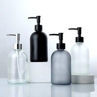 410ml Glass Soap Dispenser Bottle Bathroom Liquid Shampoo Shower Gel Bottle Refillable Storage Container Soap Press Empty Bottle