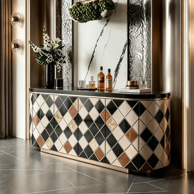 Italian Light Luxury Dining Side Cabinet Original Design Color Matching Decorative Storage Cabinet Modern Home Living Room