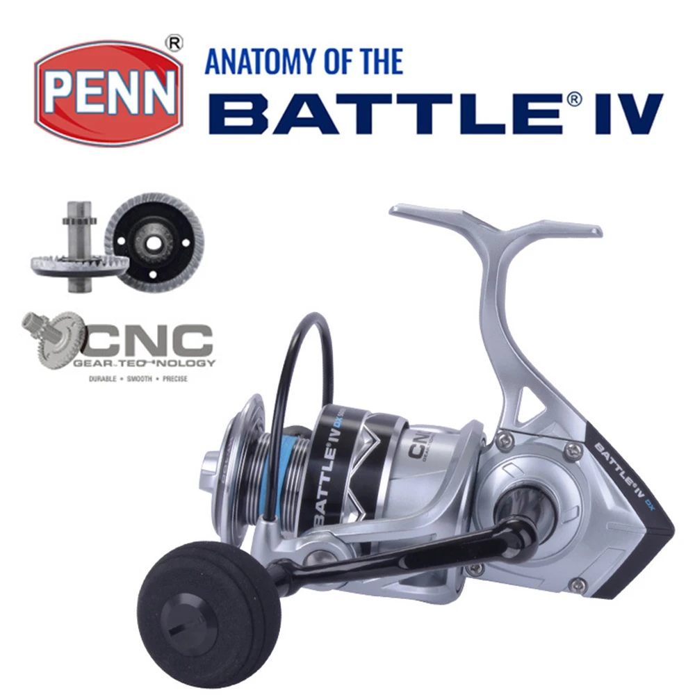 PENN Battle IV Spinning Reel – Full Metal Body CNC Gear Technology HT-100 Drag Saltwater & Freshwater Fishing Reel