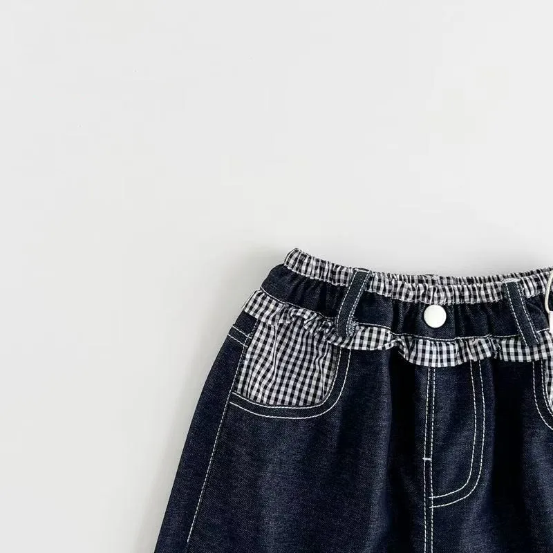

Spring and Autumn Girls' Jeans Fashion 2025 New Style Children's Loose Casual Straight Leg Pants 90-160CM