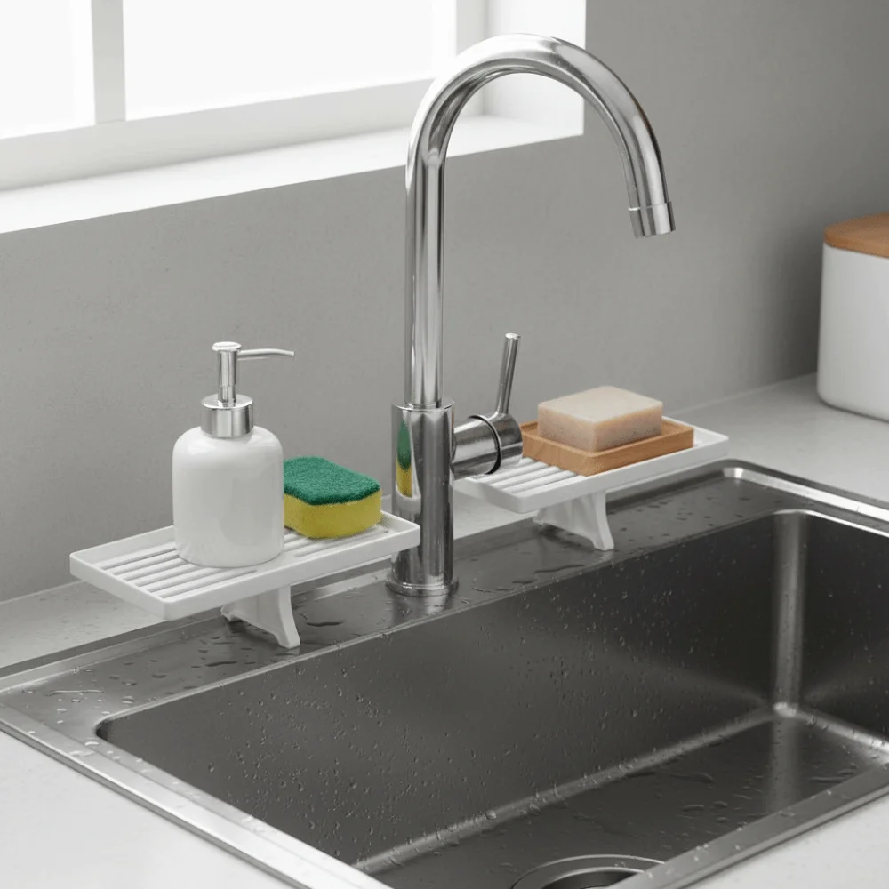 Universal Bathroom Storage Rack Water Drainage Mesh Faucet Storage Shelf Non-punching Kitchen Drainage Holder Washstand