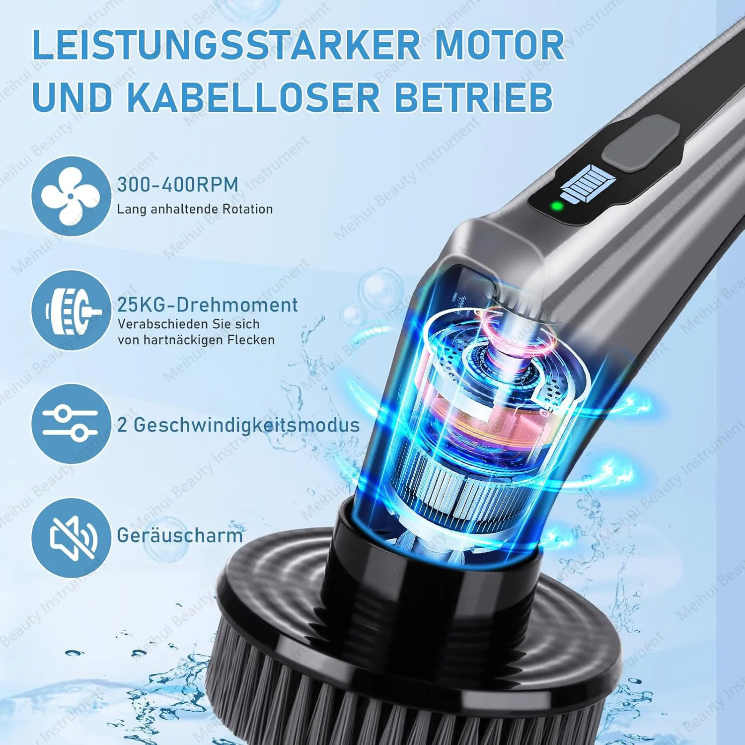 Electric Wireless Digital Long Handle Cleaning Brush, Kitchen and Bathroom Cleaning Tool
