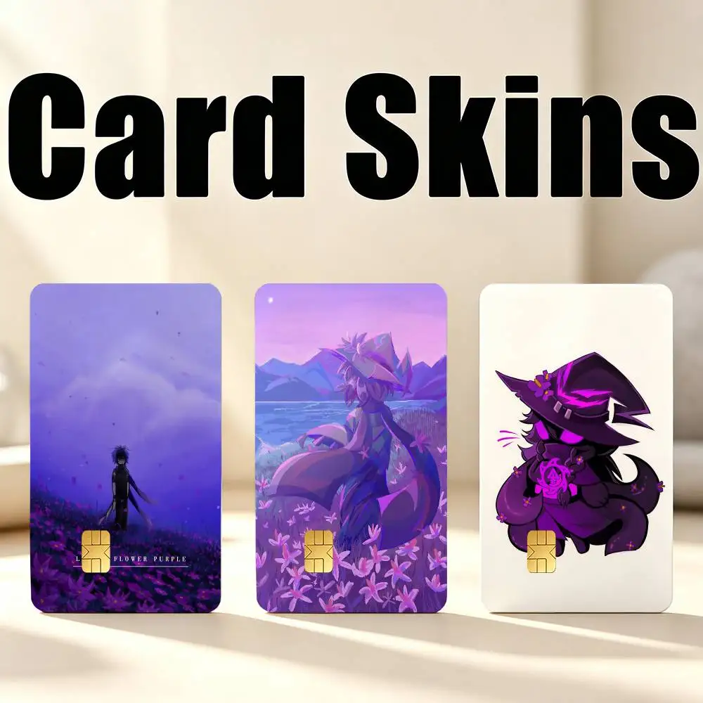A-Azure Two time Art 1Set 4Pcs Card Skin Stickers, Waterproof Decorative Film for Credit Debit Bank Bus IC Cards