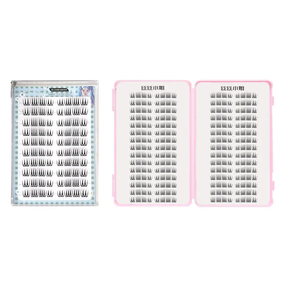 Koreanische U-förmige individuelle Cluster-Wimpern, natürliche Wispy Lash Extension, selbstklebende, wiederverwendbare Wimpern, Comic-Augen-Make-up – Detail 3
