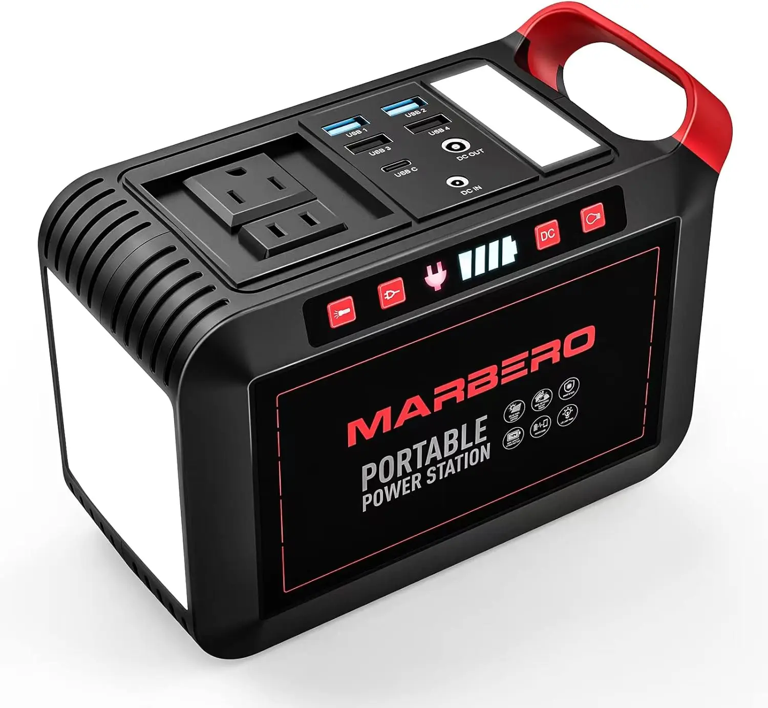 MARBERO 200W Portable Power Station 148Wh Camping Solar Generator Laptop Power Bank with AC Outlet 110V, DC, USB QC3.0, LED Flas