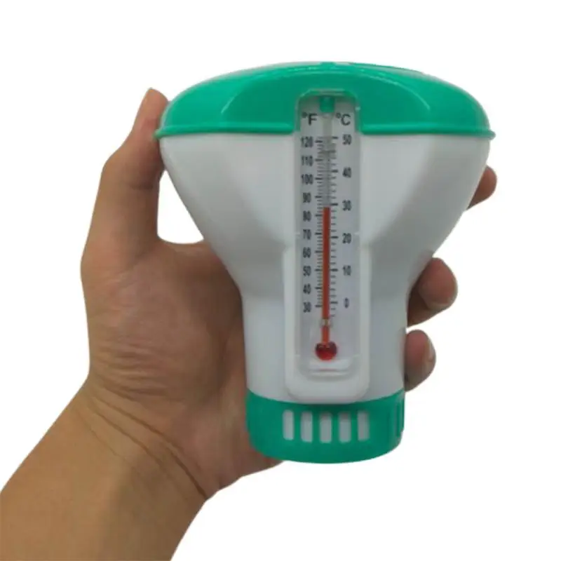 

2 in 1 Floating Chlorine Dispenser and Thermometer Pool Chlorine Floater ChemicalFloater for Chlorine Tablets for Indoor Outdoor