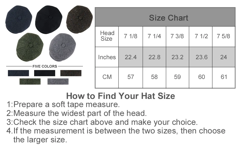 FEINION Herren Wollmischung Newsboy Cap 8-Panel Ivy Tweed Cabbie Flat Hat mit Druckknopfverschluss vorne, Irish Cabbie Cap – Detail 3
