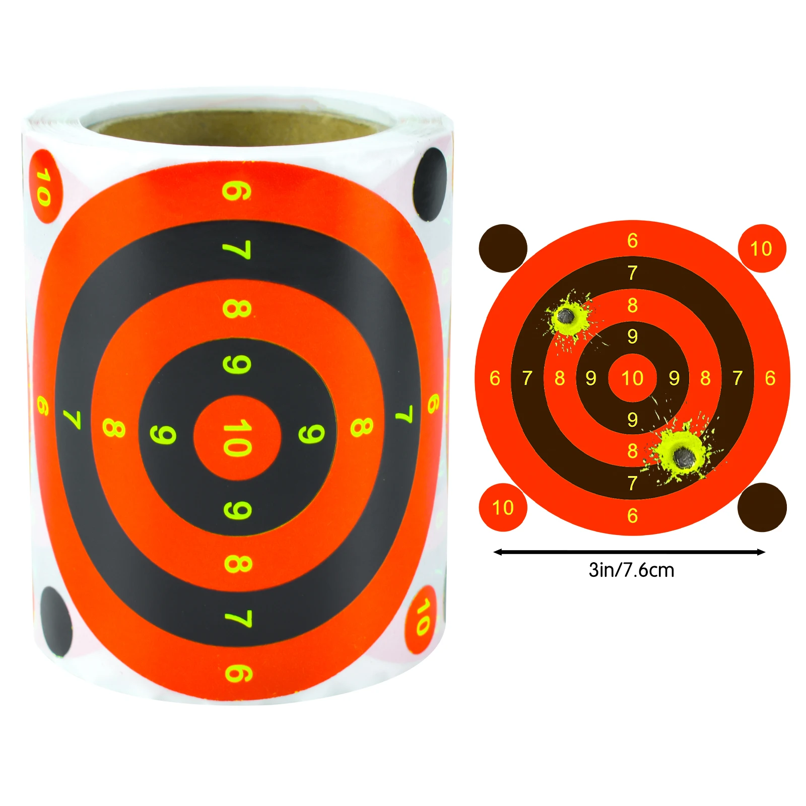 100Pcs 3inch Number Circle Stickers for Shooting Practice, Splash Target Stickers, Shooting Target Training Supplies Stickers, Fluorescent Color Labels (Can Be Used for Real Gun Practice and Airgun Pr image 3