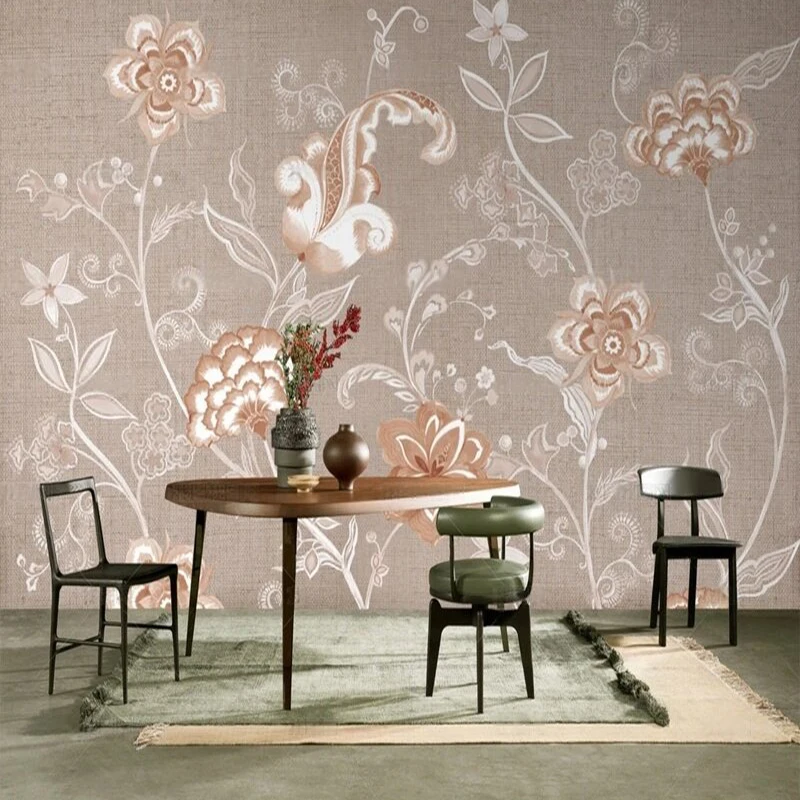 Simple fresh elegant and ancient with a long-lasting floral and bird pattern luxurious home decoration bedroom background wall