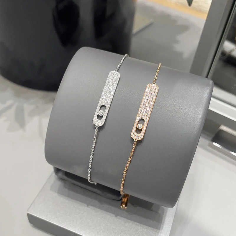 

Лидер продаж, женские роскошные ювелирные изделия, серебро 925, классический скользящий плоский браслет MOVE, женский модный вечерние подарок на день Святого Валентина