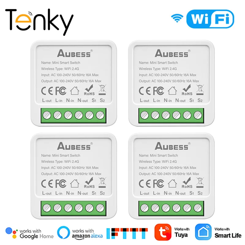 

Умный Wi-Fi мини-переключатель Tuya, 16 А, 2 канала управления, Модуль Автоматизации умного дома, выключатель с Поддержкой Smart Life, Alexa, Google Home, Alice