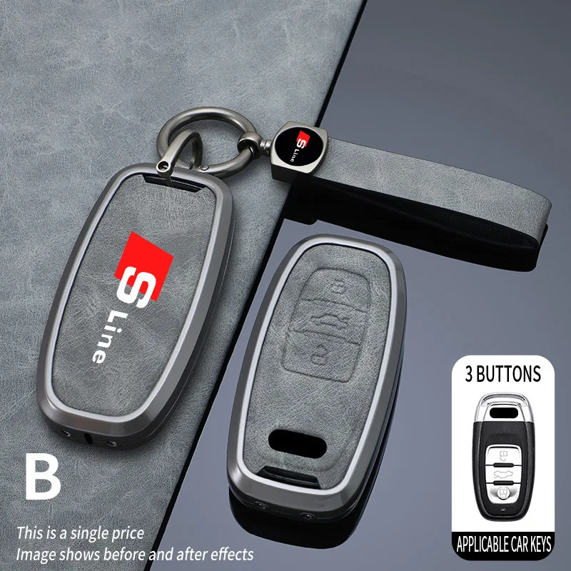 Zinc Alloy Car Key Case Cover for Audi Sline A1 A4 A5 A6 A7 A8 B6 B7 B8 B9 TT TTS 8S SQ5 A4L A6L Q3 Q5 Q7 S5 S6 S7 Accessories