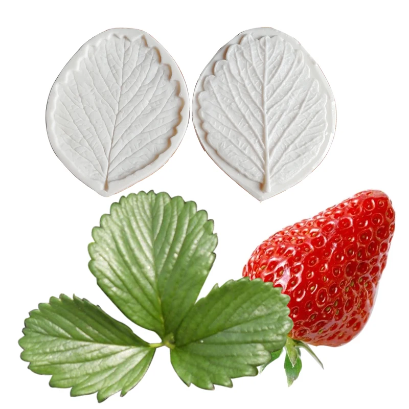 3D Strawberry Silicone Molds Flower Leaf Cupcake Topper Fondant Candy Clay Chocolate Gumpaste Moulds Earring Tools M2108
