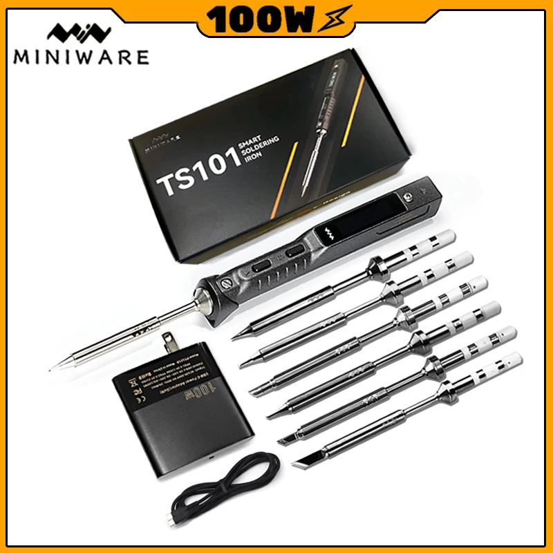 Original TS101 Soldering Iron 100W PD Power Supply MiNi Adjustable Temperature Portable Soldering Station Set TS100 Upgrade