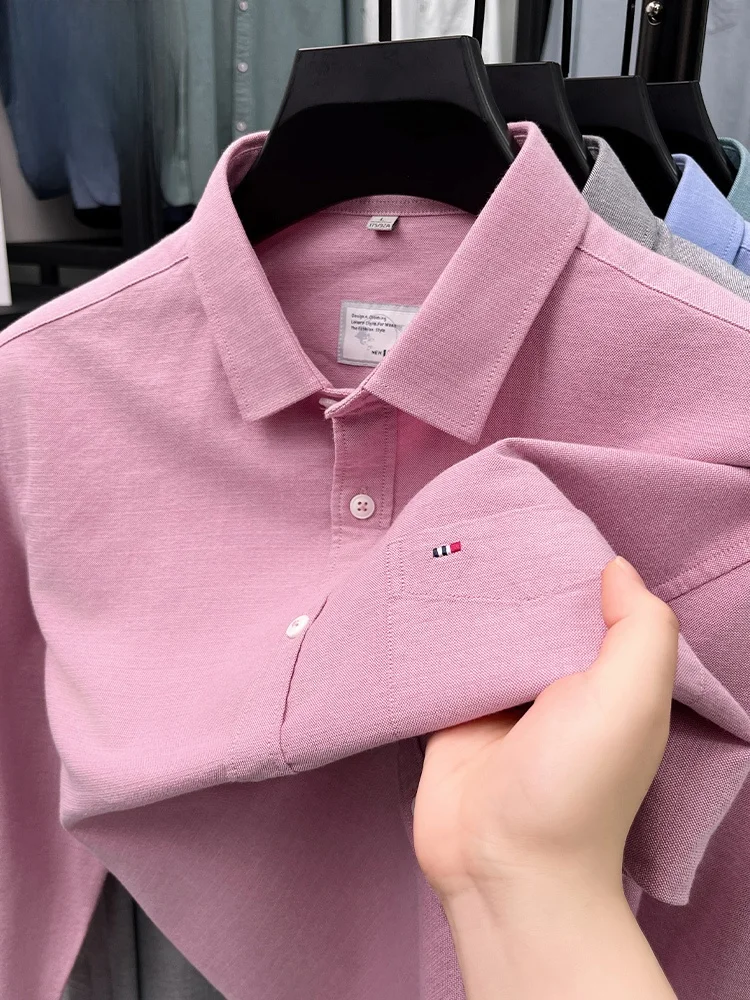 

Мужская повседневная рубашка Rn Pure Color с длинным рукавом, весна-осень, для молодежи, приталенная, дышащая