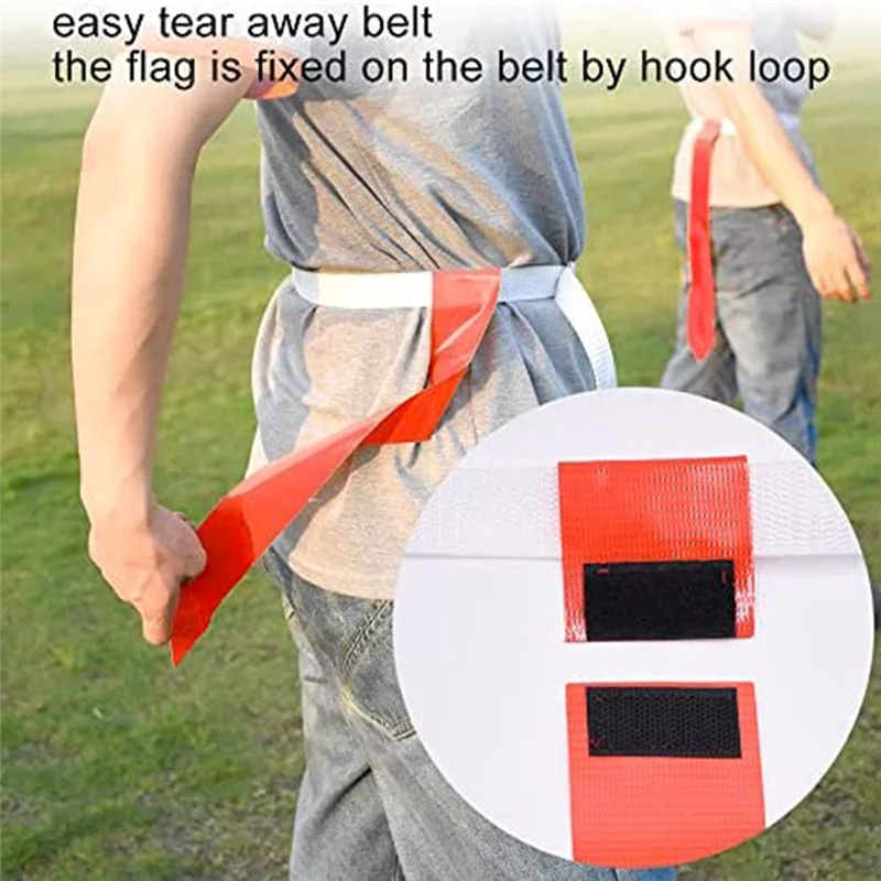 A29Z-Flag Football Set-14Pcs Belts With 42 Flags(21 Red And 21 Blue Flags) Touchdown Training Flag Belts