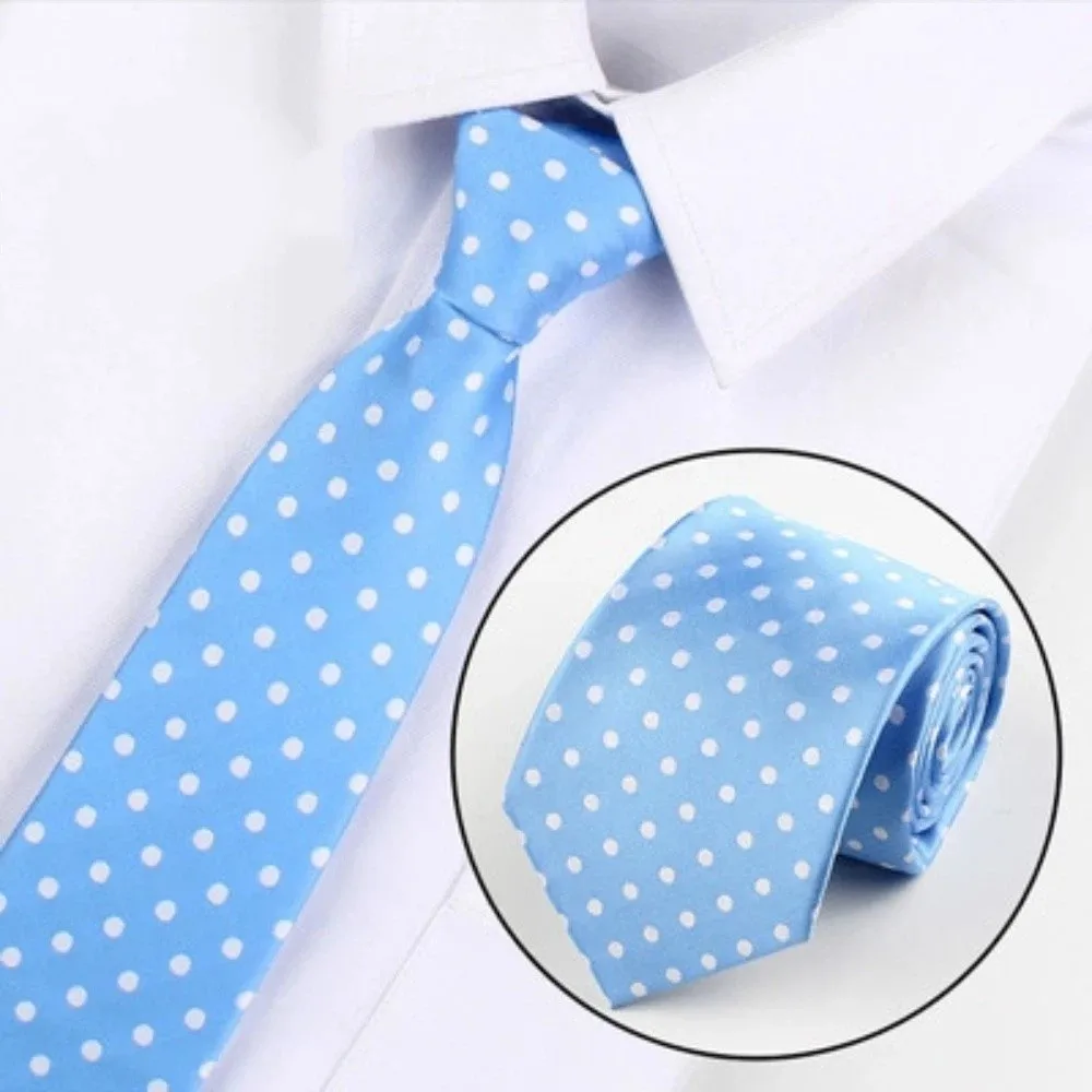 Groom 8CM Width Polka Dot Formal Necktie Modern Polyester Material Men Tie Elegant Classic Business Necktie Business Formal