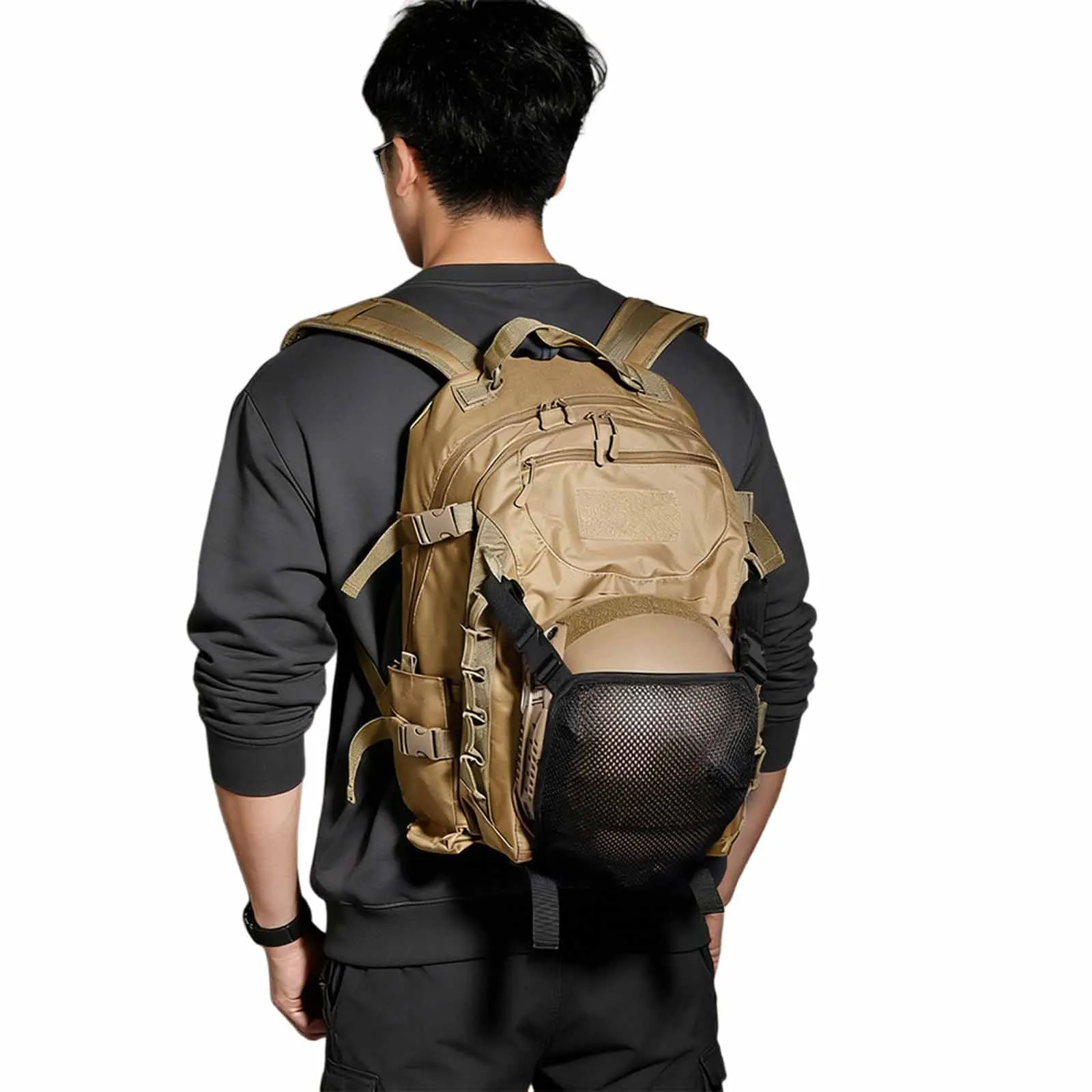 Outdoor Helmet Net Pouch Mesh Expansion Pouch 360 Rotating Hook Modular Webbing Outdoor Backpack Accessory