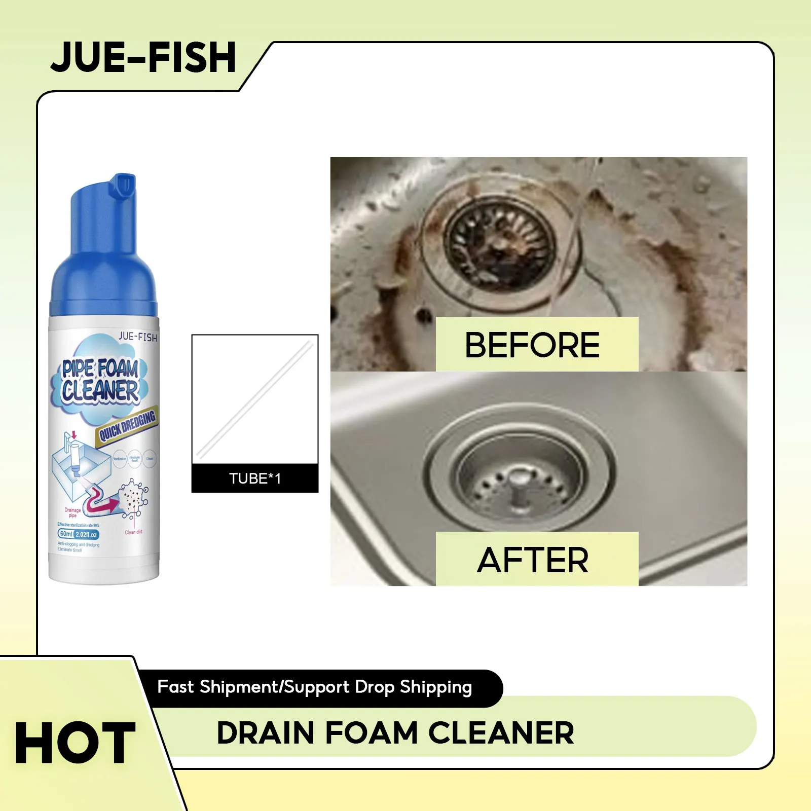 

Drain Foam Cleaner Clog Remover Pipe Pool Sewer Cleaning Sink Drain Cleaner Deodorant Household Sink Toilet Cleaning Foam Spray