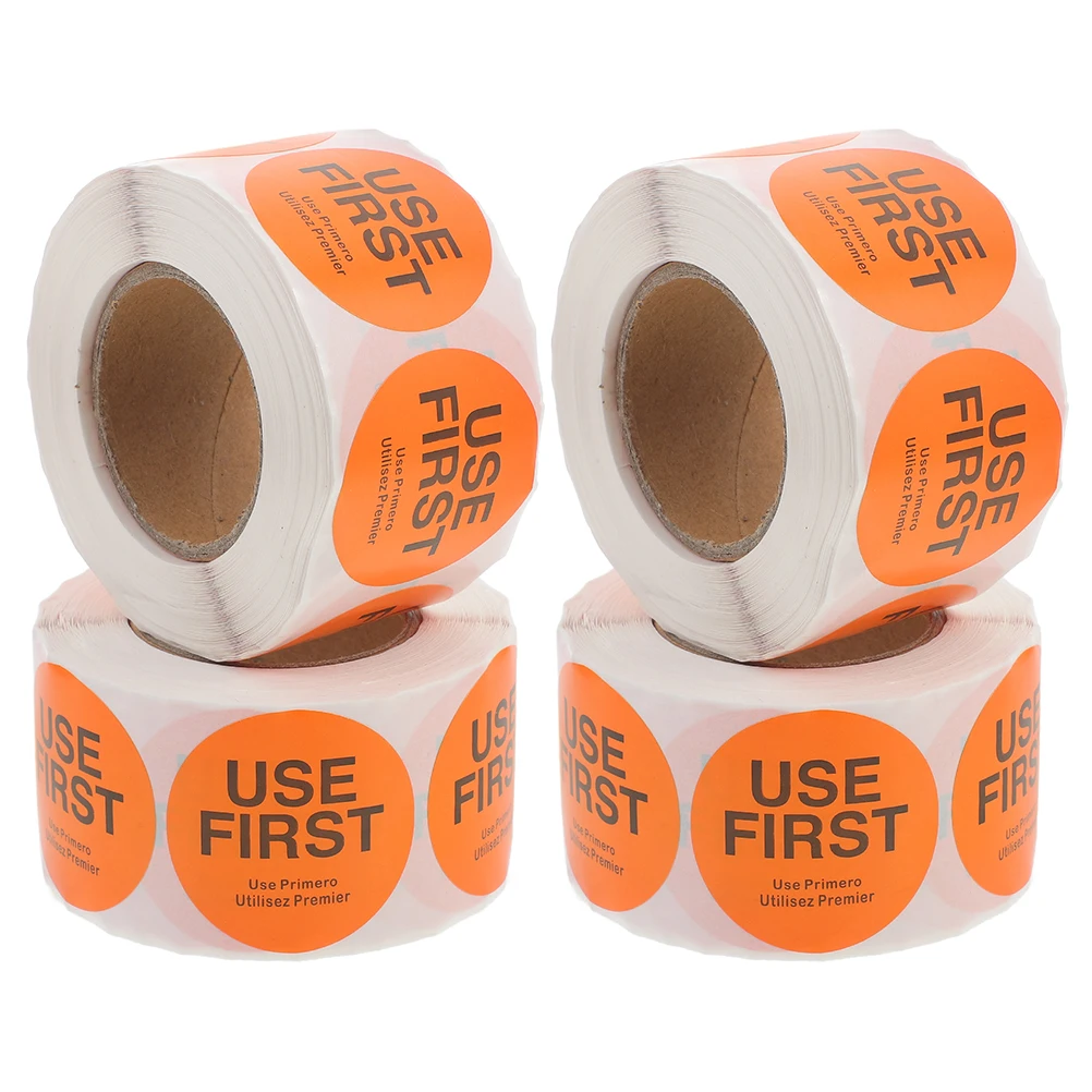 

4pcs 4 Rolls Inventory Control Labels Self Adhesive Use First Stickers Food Service Restaurant Coated Paper