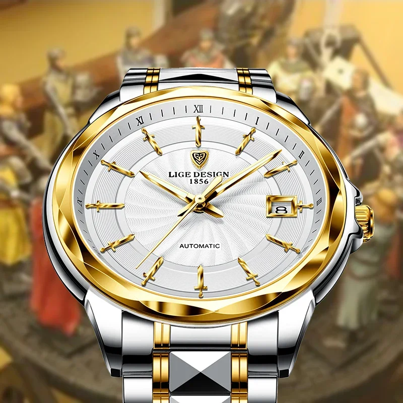 LIGE DESIGN Man Mechanical Watch Luxury Fashion Sapphire Glass Automatic Wristwatch Waterproof Watches for Men Relogio Masculino