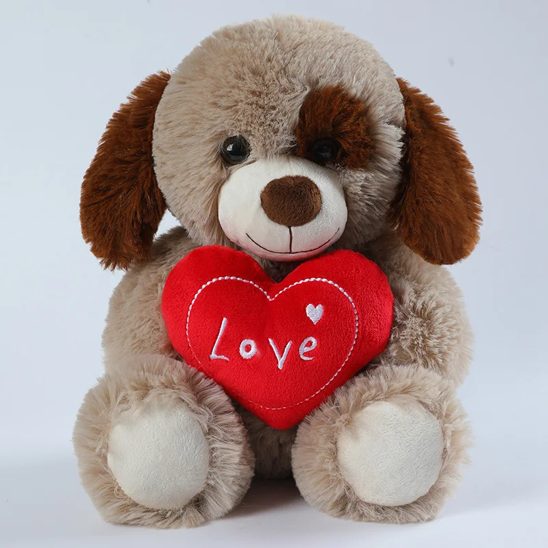 25CM Cute Heart Bear Dog Plush Toys Red Heart Print Love Creative Animal Stuffed Doll For Lovers Valentine\'s Day Gift
