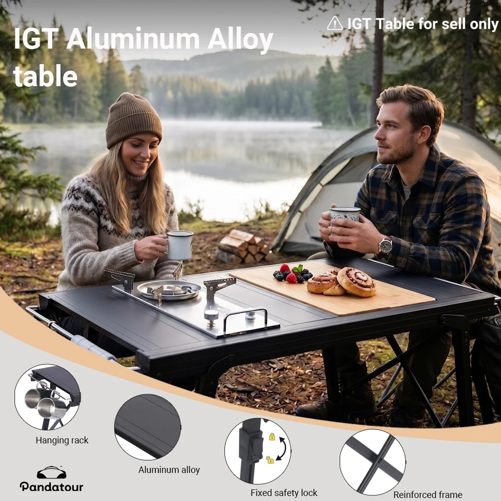 Pandatour Outdoor Camping IGT Table Portable Hiking  Aluminum Alloy Ultralight Folding Camping Desk BBQ Picnic