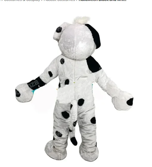 

New Adult Hot Sale LOVE Cartoon Black and White Dog Mascot Costume Christmas Fancy Dress Halloween Mascot Costume Free Ship