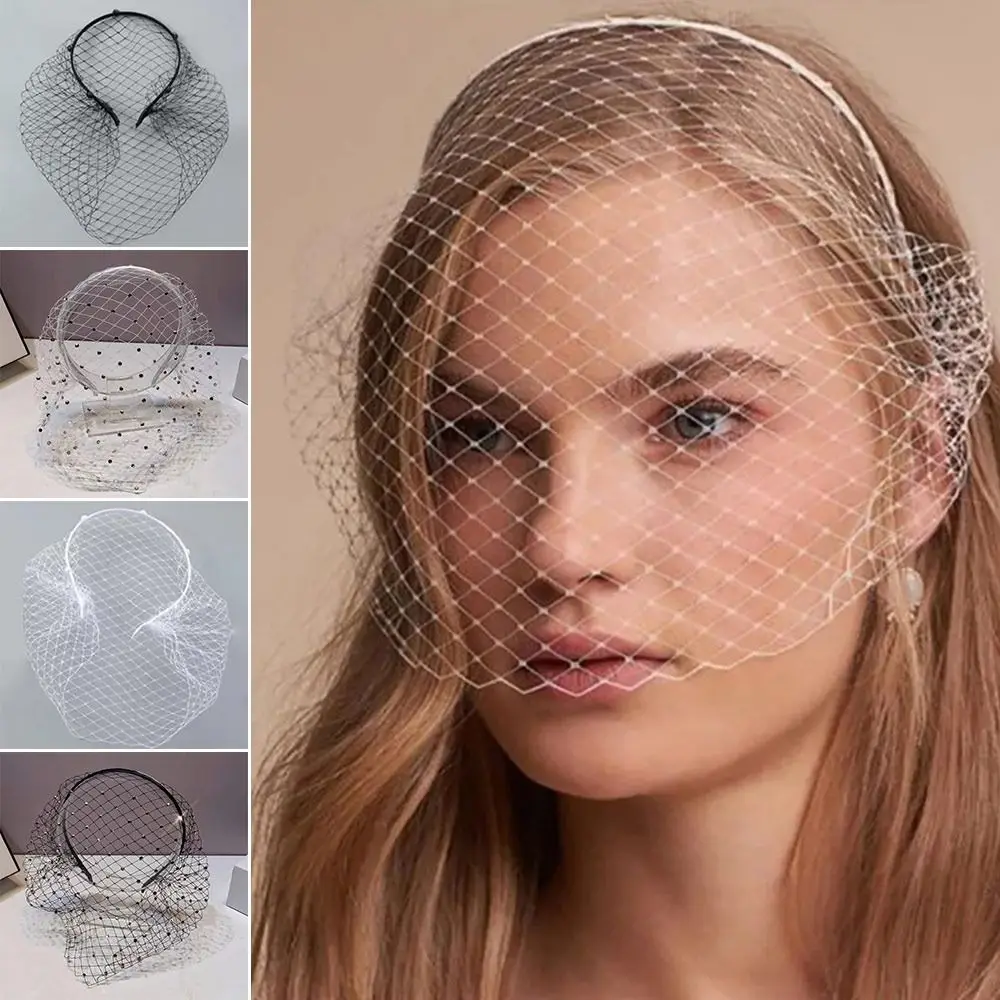 مجوهرات الشعر الحجاب Headbands إكسسوارات الشعر فستان حفلات الزفاف شبكة غطاء الوجه رئيس هوب غطاء الرأس المرأة سيدة فتاة الشعر الأطواق