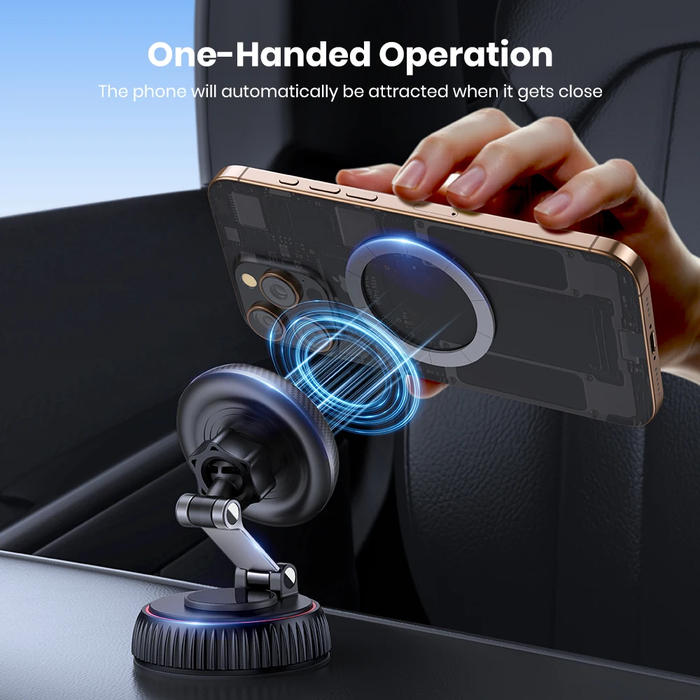 Magnetyczny uchwyt samochodowy TOPK do telefonu kompatybilny z MagSafe 360 °   Obrotowy uchwyt na telefon iPhone z przyssawką, do montażu na biurku lub ścianie.