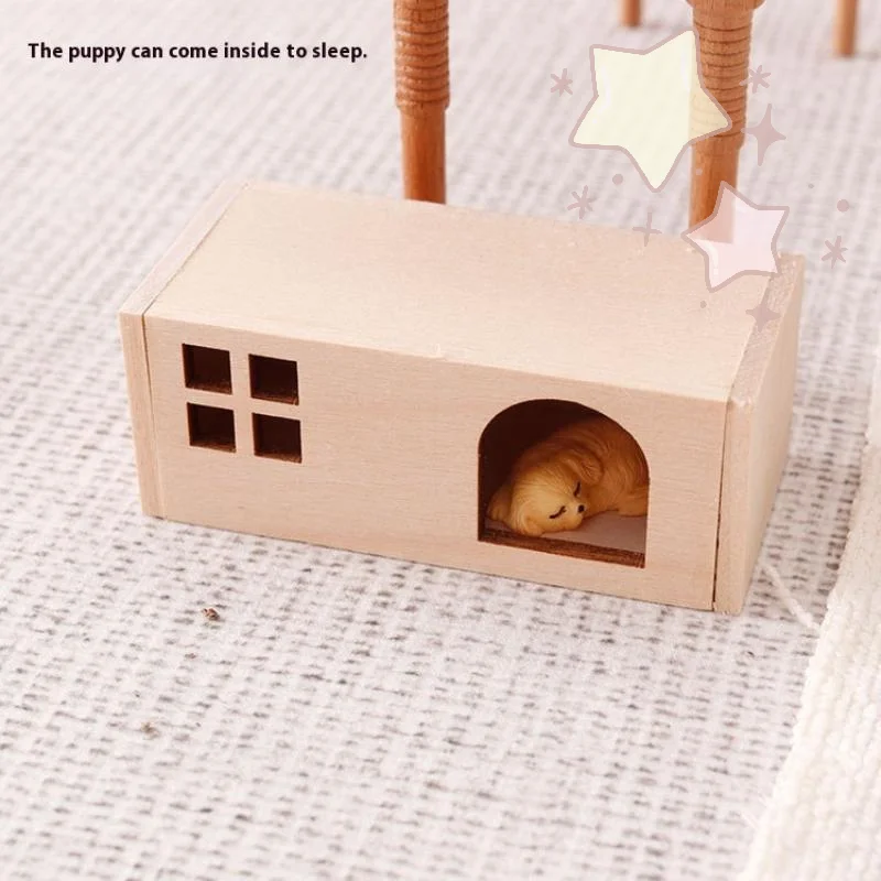 1Set 1:12 Scale Dollhouse Miniature Pet Kennel House For Cat Dog Model Animal Furniture Ornament Doll House Decor Toy