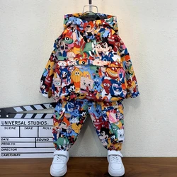 Boys Spring and Autumn Set Fashion 2024 Children's Clothing Suit Baby Clothing Fashionable Casual Jacket Pant Two Piece Set