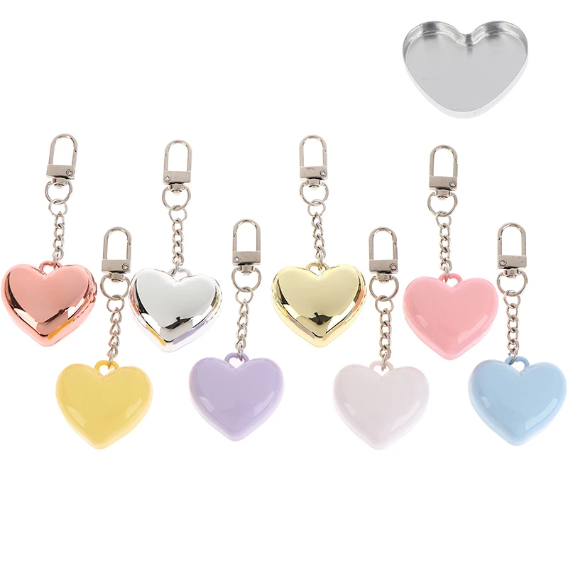 1 個ピンクブルーホワイトラブミラーキーチェーン収納ボックス Diy プラスチック空ボックスミニポータブルキーホルダーギフトパーティー