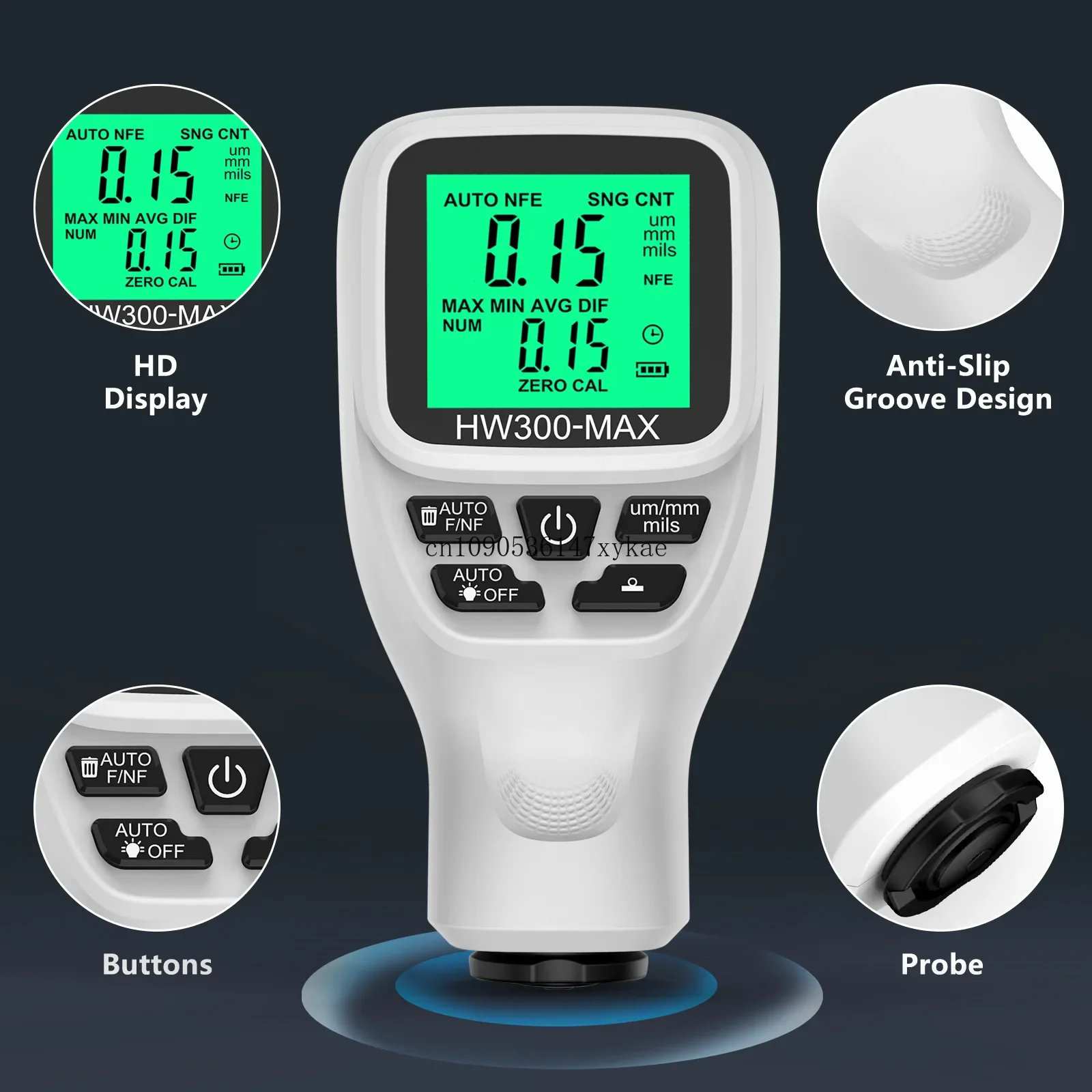 HW300-MAX Coating Thickness Gauge, Anti-skid Paint Film Gauge Industrial Automobile Paint Coating Thickness Gauge Foreign Trade