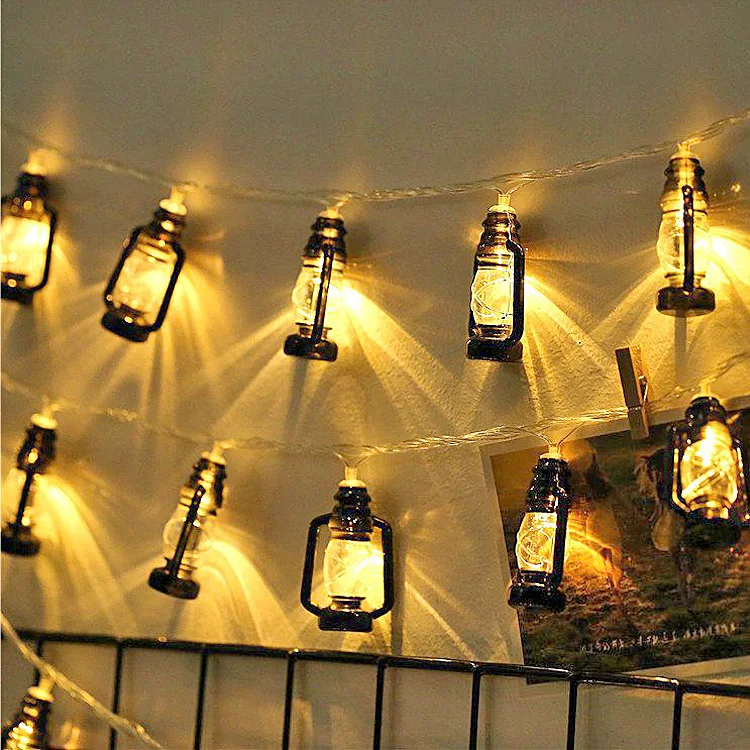Ramadan Retro kerosene LED string Fairy light LED Eid Mubarak Ramadan Decorative String Lights Muslim Islam Party Navidad Decor