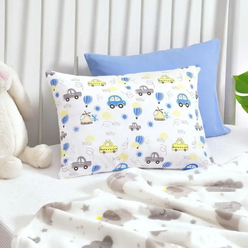F19F مريح طفل وسادة القطن غطاء القطن التنفس Baby Pillowcase نمط وسادة الطفل غطاء حالة خفيفة