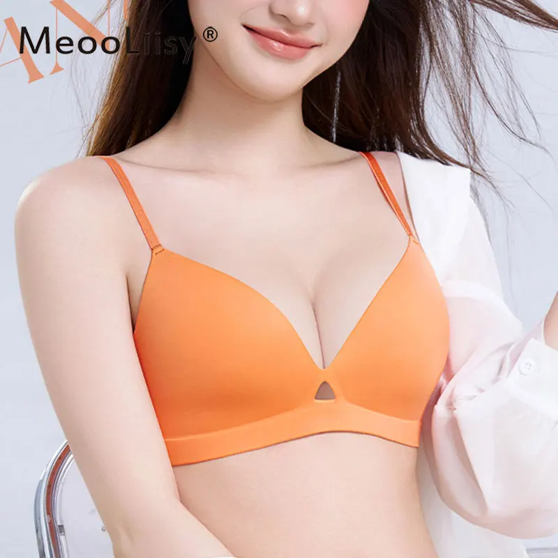 

MeooLiisy Thin Cup Seamless Bralette Push Up Wire Free Solid Color Bra for Women Girls Underwear Brassiere Lingerie